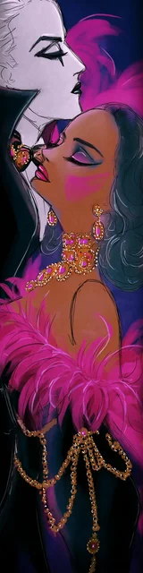 Free dark romance bookmark featuring a couple with white vampire facial features